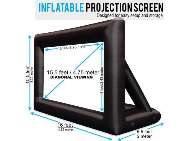 KHOMO GEAR 20 ft Outdoor Projector Screen - Supports Front and Rear Projection - Includes Inflation Fan, Tie-Downs and Storage Bag - Inflatable...