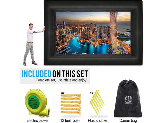 KHOMO GEAR 20 ft Outdoor Projector Screen - Supports Front and Rear Projection - Includes Inflation Fan, Tie-Downs and Storage Bag - Inflatable...