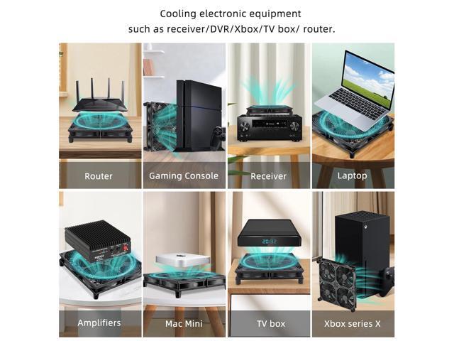 Wathai 120mm x 4 Router TV Box Fan 110v - 240v Big Airflow with Speed Control for DIY Gaming Consoles, Amplifiers, Xbox, Laptop Stand, Mining...