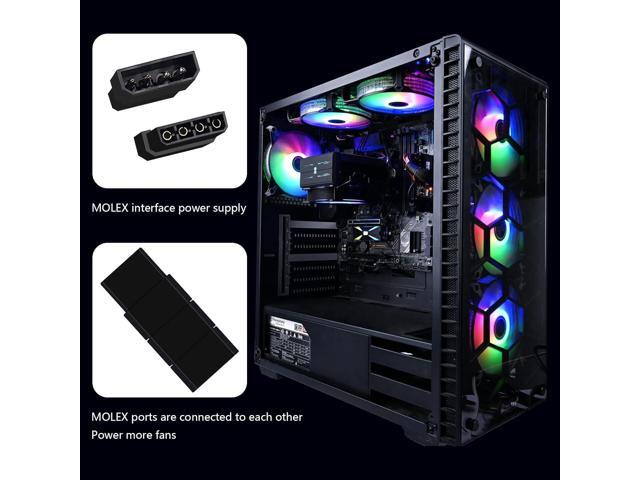 DS RGB Fans 120mm 6 Pack Case Cooling LED Fans for White Black PC Case, CPU Cooler and Radiators System (DK Series)