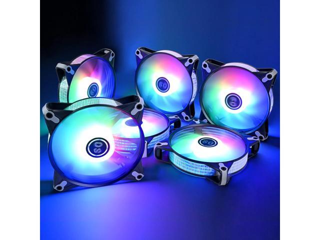 DS RGB Fans 120mm 6 Pack Case Cooling LED Fans for White Black PC Case, CPU Cooler and Radiators System (DK Series)