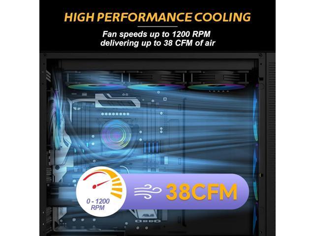 120mm RGB Fans Up to 1200 RPM CPU Computer Cooling Cooler Quiet Hydraulic Bearing Gaming PC Fans with Power Supply Plug 3 Pack Ventiladores PC for...