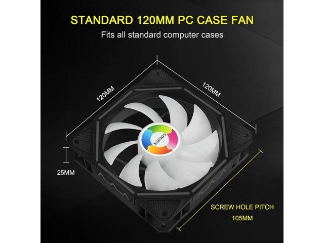 CONISY RGB LED Series 120mm Case Fan for Computer Case, Unique Ultra Quiet Long Life Gaming PC Cooling Fan - Colorful (2Pack)
