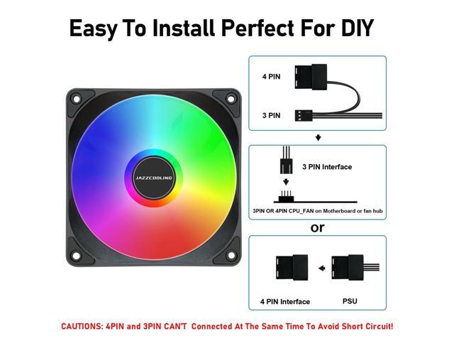 120mm Case Fan 3 Pack RGB Fans, FS-120 High Performance Quiet 120mm Cooling PC Fans, with Hydraulic Bearing - Low Noise with 12v 3pin and molex...