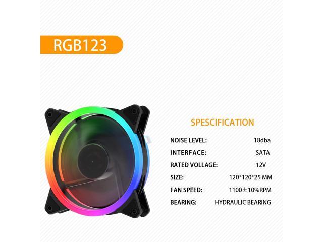 upHere 120mm RGB Case Fan Fan,Quiet Edition High Airflow LED Case Fan for PC Cases-3 Pack,RGB123-3