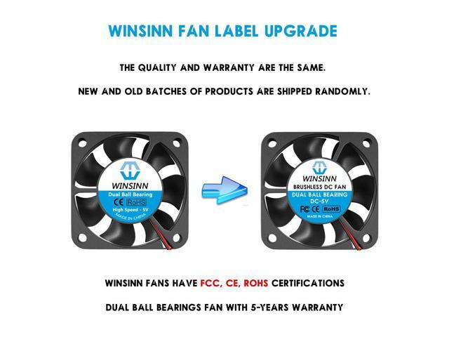 WINSINN 40mm Fan 5V, 3D Printer Micro 5 Volt Fans 4010 Dual Ball Bearing, Brushless Cooling 40mmx10mm 2PIN (Pack of 2Pcs)