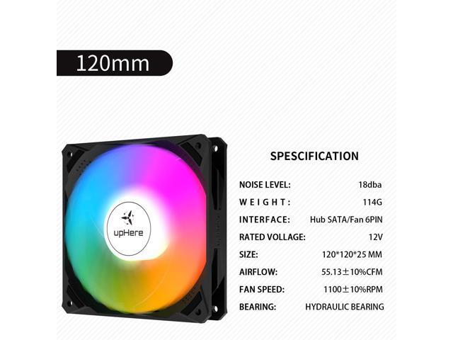 upHere 120mm Case Fan,6 Pack LED Cooling PC Fans,5V ARGB Addressable Motherboard SYNC/RC Controller, Colorful Cooler Speed Adjustable with Fan...