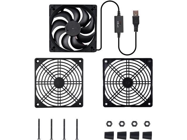 Quiet 120mm Router Fan Cooler with L/M/H 3-Degree Speed Controller, DC 5V USB Powered Cooling Case Fan for Router Modem Receiver DVR Playstation TV...