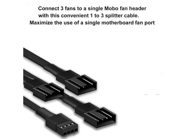 3 Way 4 Pin PWM Fan Splitter Cable,12 inch PC Fan Extension Cable, CA PWM Fan Extension Cable, for Computer ATX Case 4-Pin/3-Pin Cooling Fan Cable...
