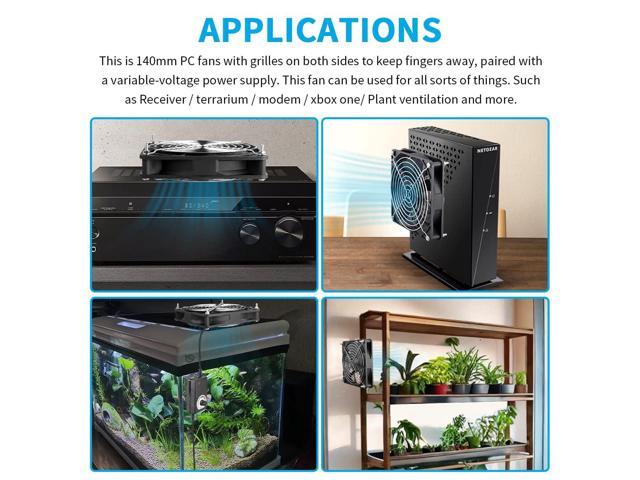 Wathai 140mm x 25mm Computer Fan with AC Plug 110V 120V 220V 240V Variable Speed Controller for DIY Biltong Box Reptile Aquarium Receiver DVR...