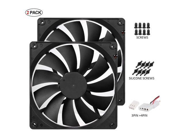 140mm Case Fan Quiet High Performance PC Fan 140mm Standard Case Fan 3pin 4pin Molex Connector 12V DC Computer PC CPU Case Fan 1000RPM 2-Pack