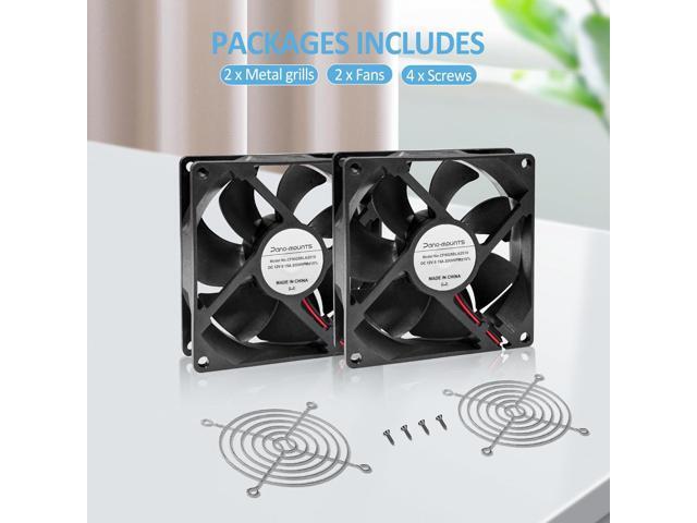 2 Pack 90mm 92mm 12V DC Computer PC Fan 2 Wire 3pin Cooling Fan for Computer Case Cooler 2000RPM
