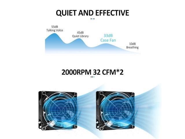 2 Pack 90mm 92mm 12V DC Computer PC Fan 2 Wire 3pin Cooling Fan for Computer Case Cooler 2000RPM