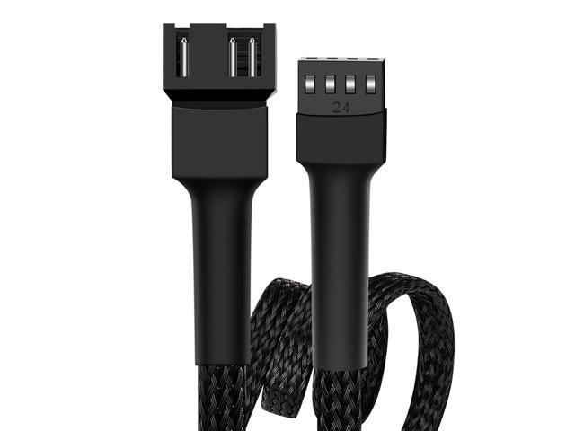 5 Pack- 11.8 inch PWM Fan Extension Cable PC Fan Extension Cable Compatible with ATX Case 3 Pin & 4 Pin Cooling Fans Durable Black Nylon Braided...