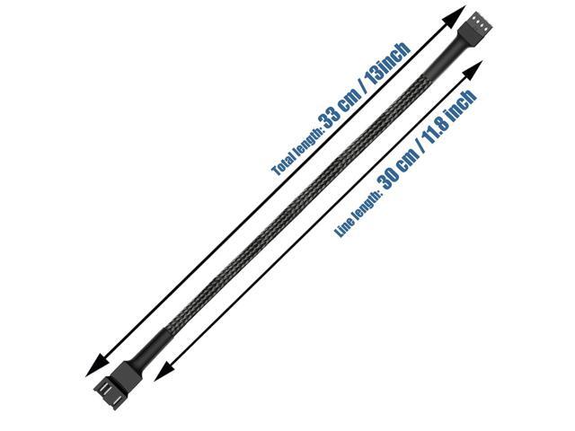 5 Pack- 11.8 inch PWM Fan Extension Cable PC Fan Extension Cable Compatible with ATX Case 3 Pin & 4 Pin Cooling Fans Durable Black Nylon Braided...