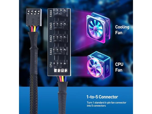 Cable Matters PC Case PWM Fan Hub (PC Fan Hub) 1-to-5 Way PC Fan Connector Adapter with 16-Inch Fan Cable