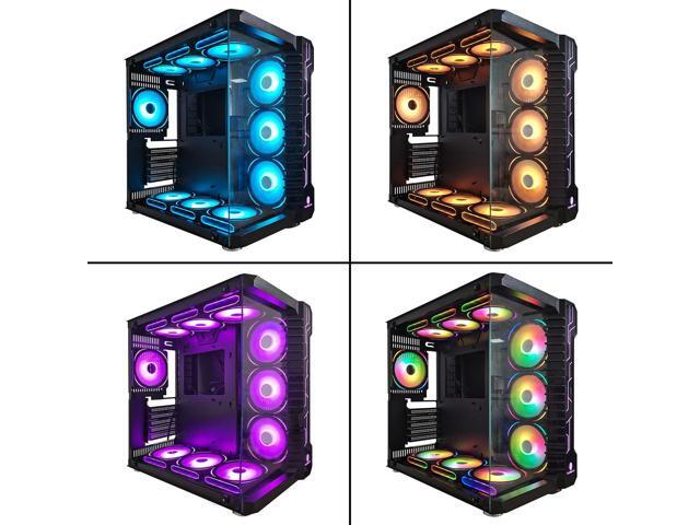 RGB Fans 120mm PWM Fans 3 Pack PC argb Fans, HA-120 pc pwm RGB Fans with 12v 4pin pwm and 5v 3pin argb Plug, Infinity Mirror ARGB Addressable...