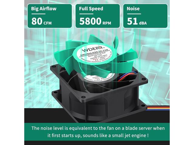 80mm x 38mm PWM 12V Big Airflow High Performance Fan High Static Pressure for Box Rack Exhaust Ventilation Cooling
