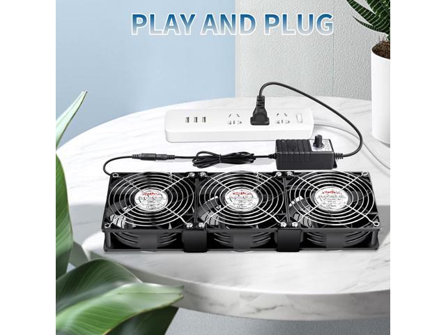 Wathai 120mm x 38mm 360mm Computer Fan with AC Plug, Powerful Exhaust Fan with Variable Speed Controller AC 110V 120V 240V for Windows Greenhouses...