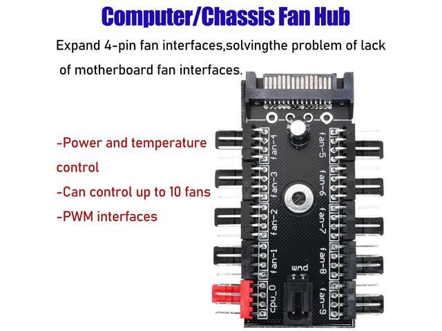 1PC PC Chassis Fan Hub CPU Cooling HUB Fan PWM Hub SATA Controller Speed Controller