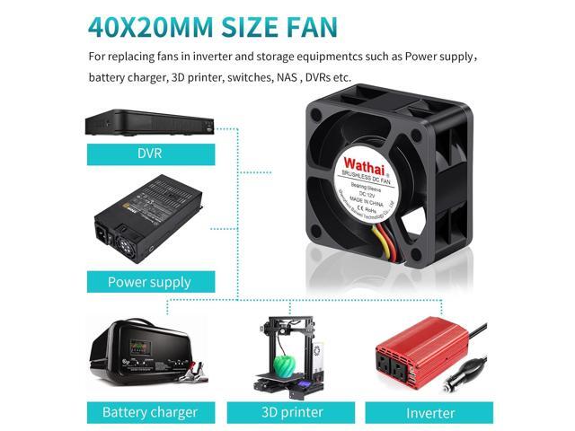 Wathai 40mm x 20mm 3pin Computer Case Fan 12V High Speed Replacement for DIY CPU Cooler, Routers, Switches, NAS,DVRs Cooling 2 Pack