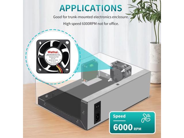 Wathai 40mm x 20mm 3pin Computer Case Fan 12V High Speed Replacement for DIY CPU Cooler, Routers, Switches, NAS,DVRs Cooling 2 Pack