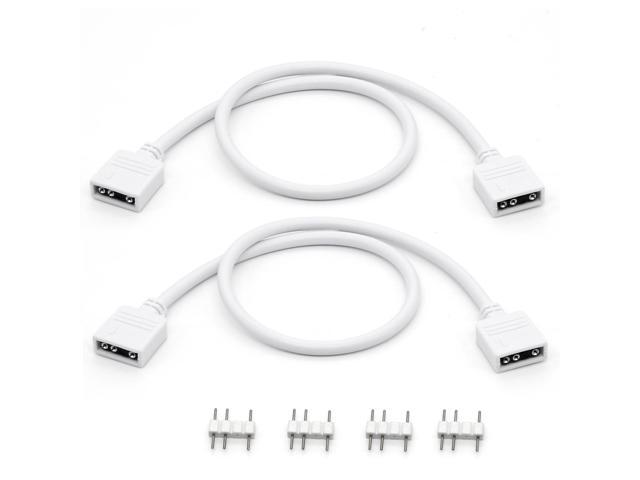 2-Pack 1-to-1 ARGB Extension Cable, White 5V 3-Pin Female to Female ARGB Addressable RGB Adapter Cable, ARGB LED Sync Cable for Extend PC Computer...