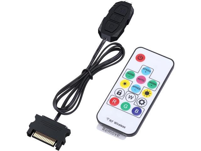 DS Mini ARGB PC Fans Controller Kit for Rainbow Case Fans, PC Rainbow LED Strip, Computer ARGB Fans (3-Pin, 14 Key Remote, SATA Power, 4th Gen, B...