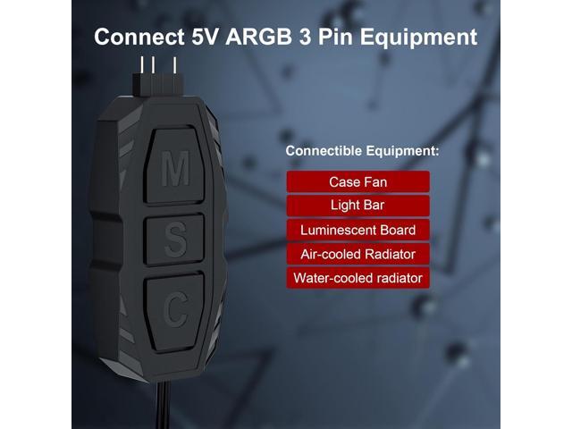 DS Mini ARGB PC Fans Controller Kit for Rainbow Case Fans, PC Rainbow LED Strip, Computer ARGB Fans (3-Pin, 14 Key Remote, SATA Power, 4th Gen, B...