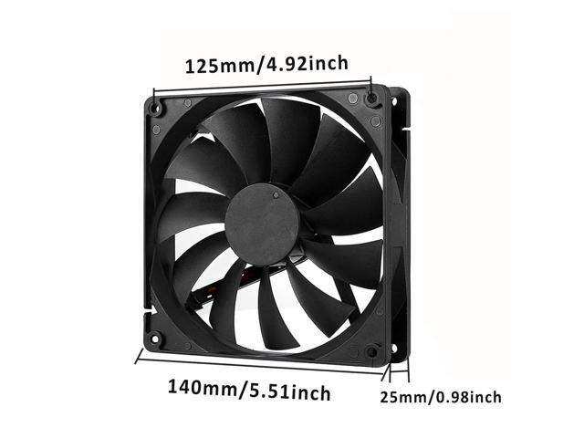 140mm Case Fan High Performance Standard Square PC Case Fan 4pin Connector 12V DC Computer CPU Case PWM Cooling Fan 1700RPM 3-Pack Black