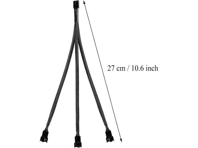 2 Pack 4-Pin PWM Fan Splitter Cable, Sleeved Braided Adapter Computer PC Fan Power Extension Cable 1 to 3 Converter for Computer ATX Case...