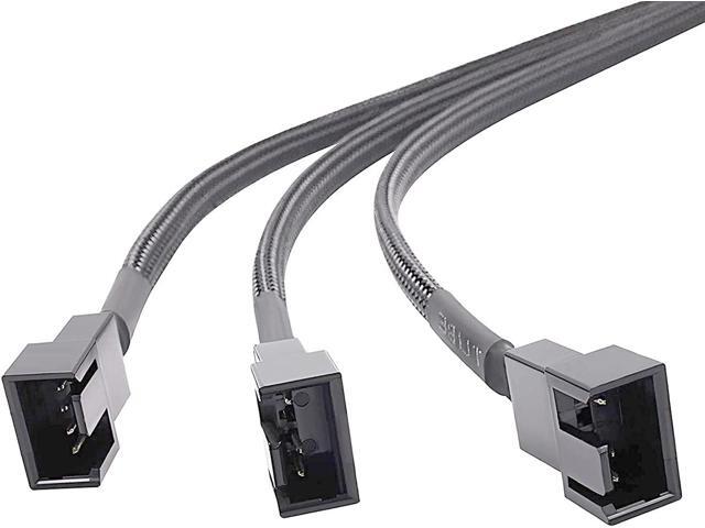 2 Pack 4-Pin PWM Fan Splitter Cable, Sleeved Braided Adapter Computer PC Fan Power Extension Cable 1 to 3 Converter for Computer ATX Case...