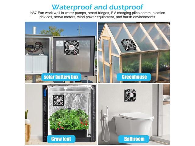 Wathai 120mm x 38mm 12V Waterproof Exhaust Fan Dual Ball High Preformance for Greenhouse, Van, Humid Environments, Outdoor Enclosures or DIY...