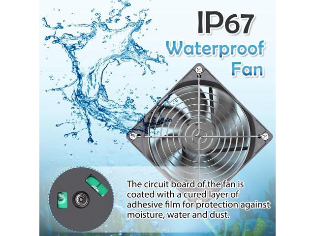 GDSTIME 120mm x 25mm 12V DC IP67 Waterproof Fan High Speed Dual Ball Bearing Brushless Computer PC Case Cooling Fans 2-Pin for RV Fridge Fume...