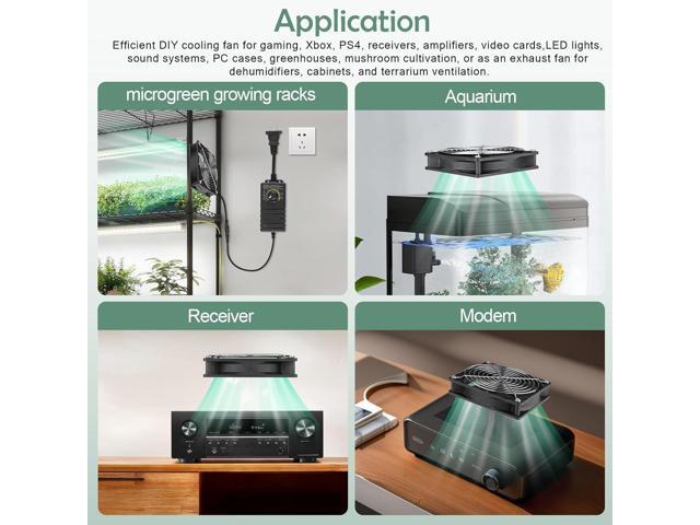 120mm x 25mm PC Computer Case Fan with AC Plug Variable Speed DIY for Biltong Box, Window Exhaust or Intake and Receiver DVR Playstation Xbox...