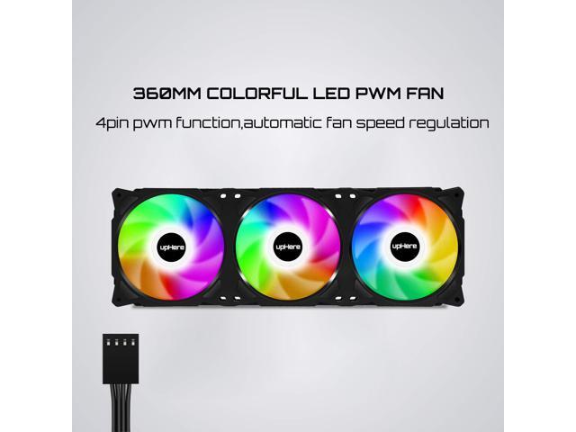 upHere PF360CF 360mm Quiet Edition High Airflow Colorful LED Computer Case Fan,Hydraulic Bearing,Cable Management and PWM Control Fan