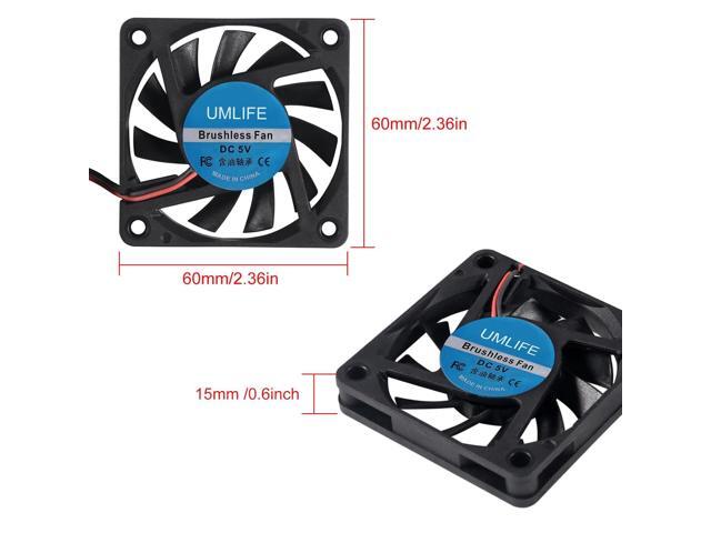 4PACK DC 60mm USB Fan 5V 6015 Brushless Cooling Fan 60mmx15mm 5V USB for PC Computer Case Cooler Raspberry Pi Radiator Ventilation