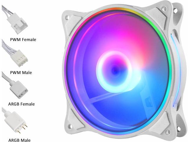PANO-MOUNTS 120mm White 5V 3PIN Addressable RGB 4Pin PWM PC Case Cooler Fan Triple Light Loop Motherboard Aura SYNC 800-1800RPM Suitable for...