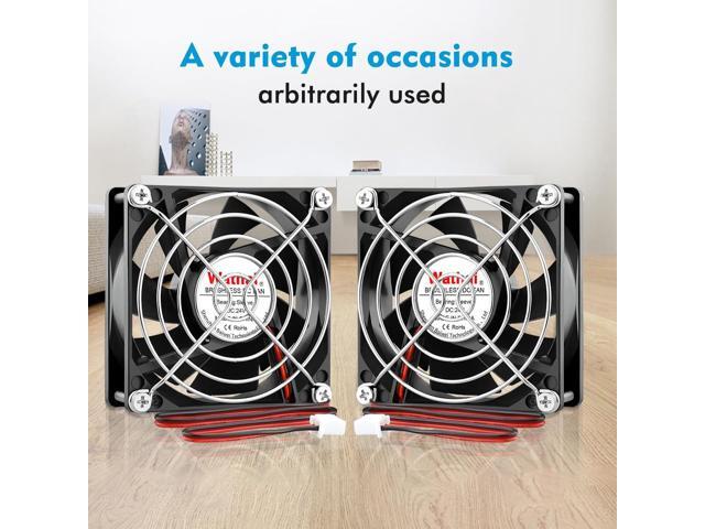 Wathai 80mm x 25mm 24V Brushless Computer Fan 2Pin 24vdc Small Square Fans for DIY Cooling Ventilation Exhaust Projects 2 Pack