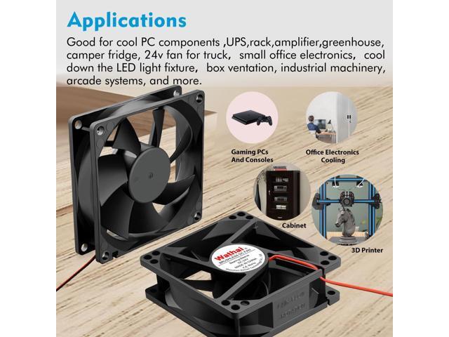 Wathai 80mm x 25mm 24V Brushless Computer Fan 2Pin 24vdc Small Square Fans for DIY Cooling Ventilation Exhaust Projects 2 Pack