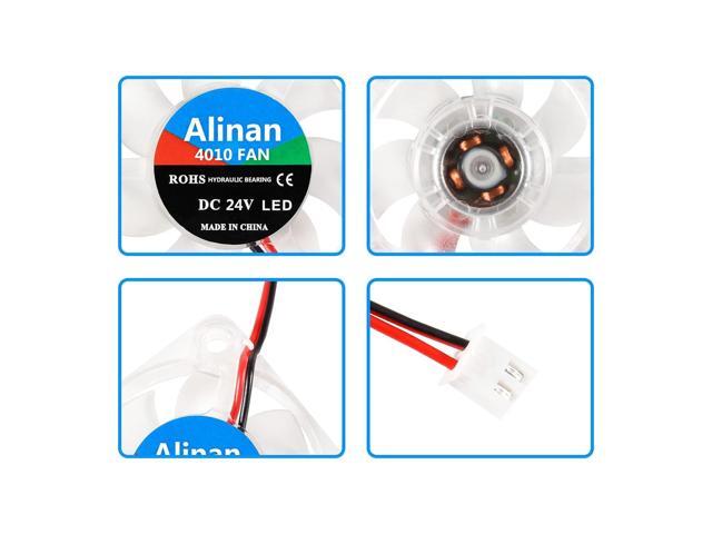 6pcs 4010 24V Color LED Mini Brushless Cooling Fan Transparent 40 * 40 * 10MM 0.05A for 3D Printer, PC, Case, CPU