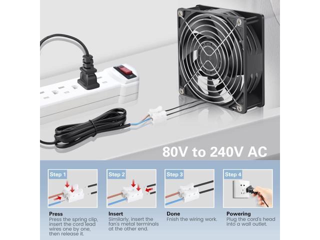 GDSTIME EC Cooling Fan, 120mm Fan, 120mm 38mm AC 110V 115V 120V 220V 240V, Dual Ball Bearing