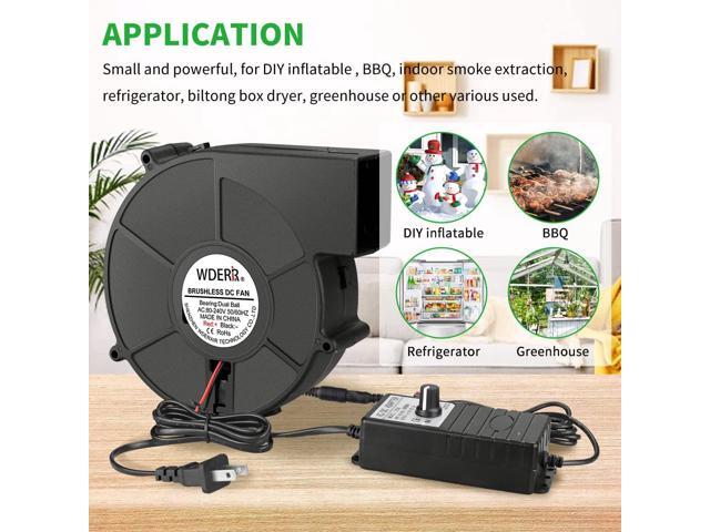 140mm x 40mm Dual Ball Big Airflow Centrifugal Blower Fan 12 Volt with AC 110v 220v Variable Speed Controller for DIY Inflatable or Cooling...