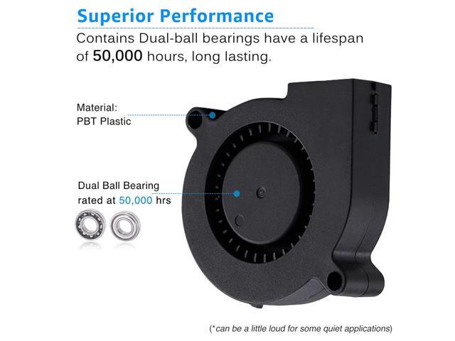 GDSTIME 2Pcs 50mm 5015 Blower Fan 24V Brushless Dual Ball Bearing Turbo Cooling 50x15mm 2Pin 39 inch Cable for 3D Printer Hotend Extruder