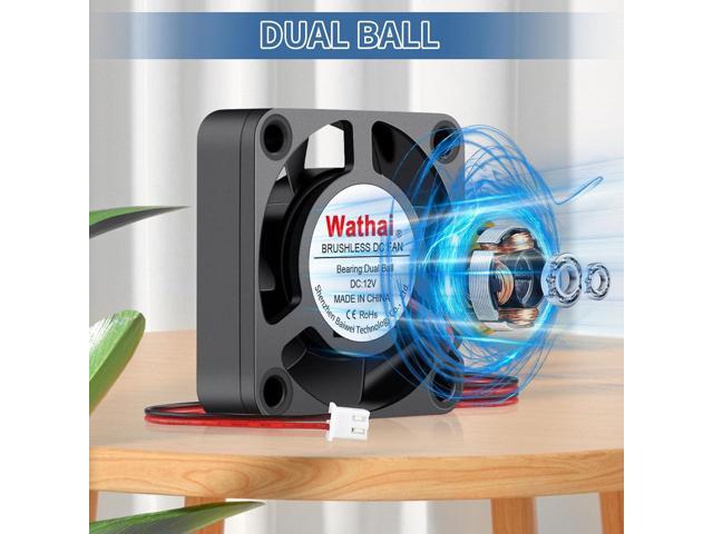 Wathai 40mm x 10mm DC 12 Volt Brushless Cooling Fan 12V Dual Ball Replacement Fans for DIY 3D Printer, Amplifier, Computer, Devices, Battery...
