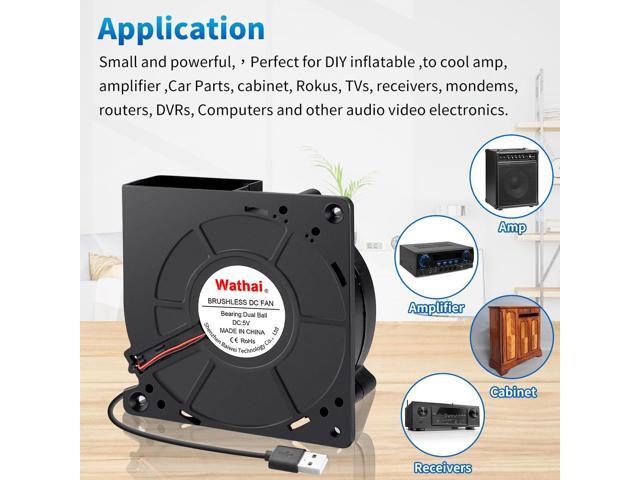 Wathai 120mm x 32mm USB Blower Fan 5V High Performance with Speed Control for Electronics Computer Components, Home Theater, Receiver,3D Printers...