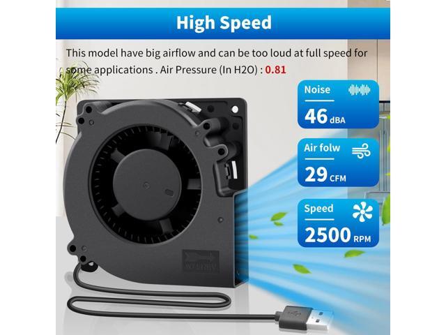 Wathai 120mm x 32mm USB Blower Fan 5V High Performance with Speed Control for Electronics Computer Components, Home Theater, Receiver,3D Printers...