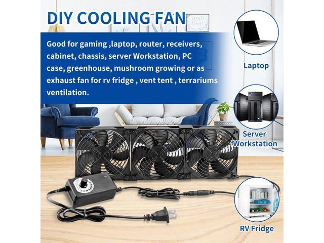 Big Airflow 3 x 120mm Computer Case Fan AC 110v - 240v with Speed Controller for CPU Gaming Cabinet Small Box Refrigerator Window CoolingRegistered...
