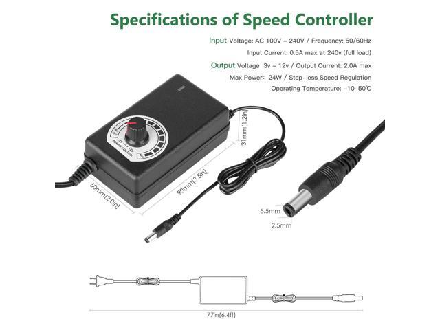 2 x 120mm 240mm Computer Fan with AC Plug, 110V - 240V AC Powered Fan with Variable Speed Controller for Receiver Cabinet Chassis Machine Server...