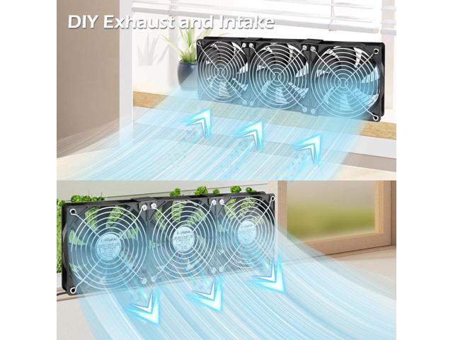 120mm x 3 Computer Fan with AC Plug Variable Speed 110V - 240V Small Box Fans for DIY Bedroom Window Exhaust or Intake and Laptop Cooling Pad